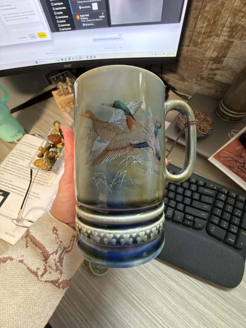 Wade Irish Porcelain Music Box Tankard Flying Ducks